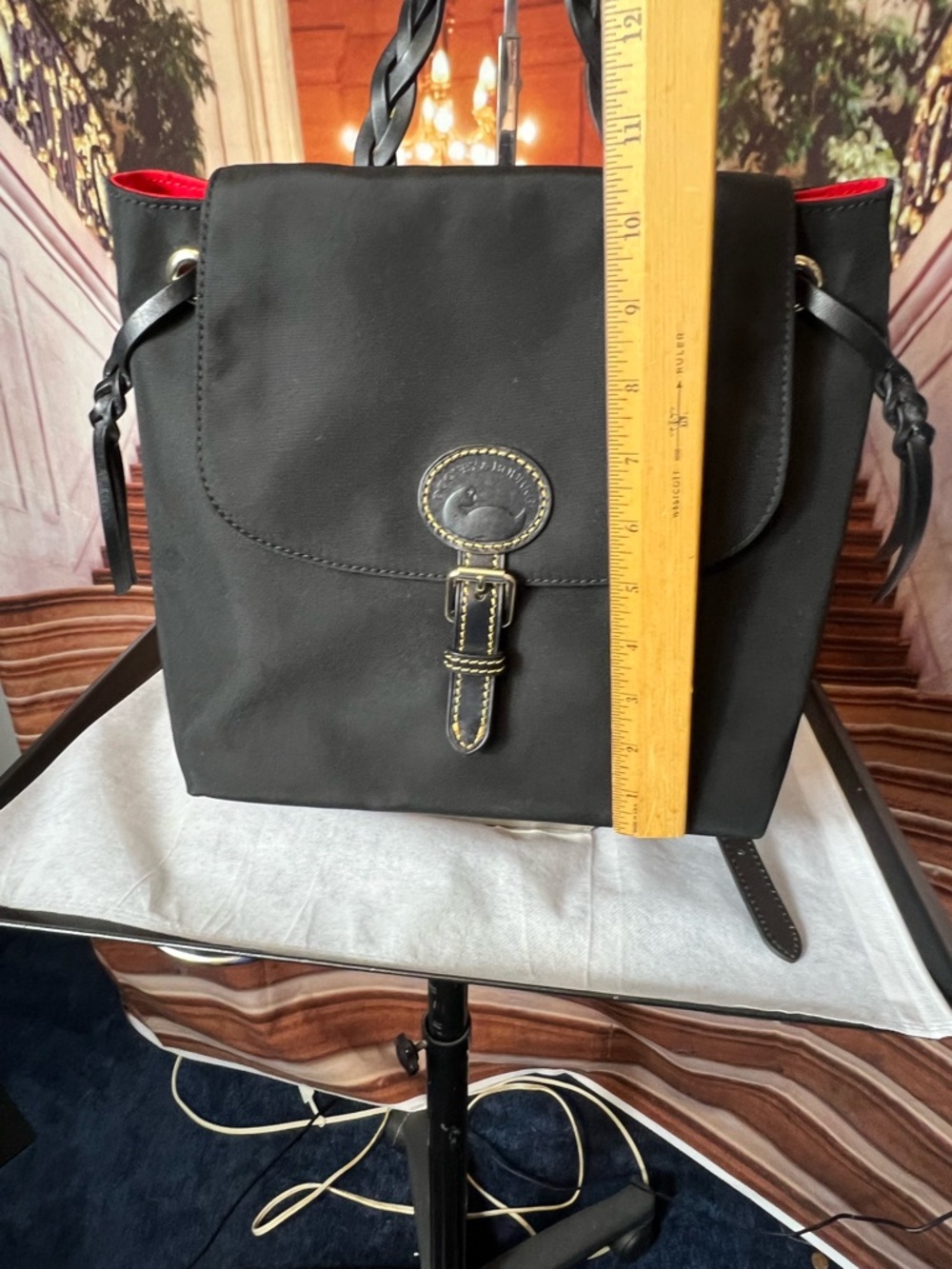 Dooney & Bourke Nylon Flap Backpack features a distinct braided top handle 🌹 - Picture 10 of 13